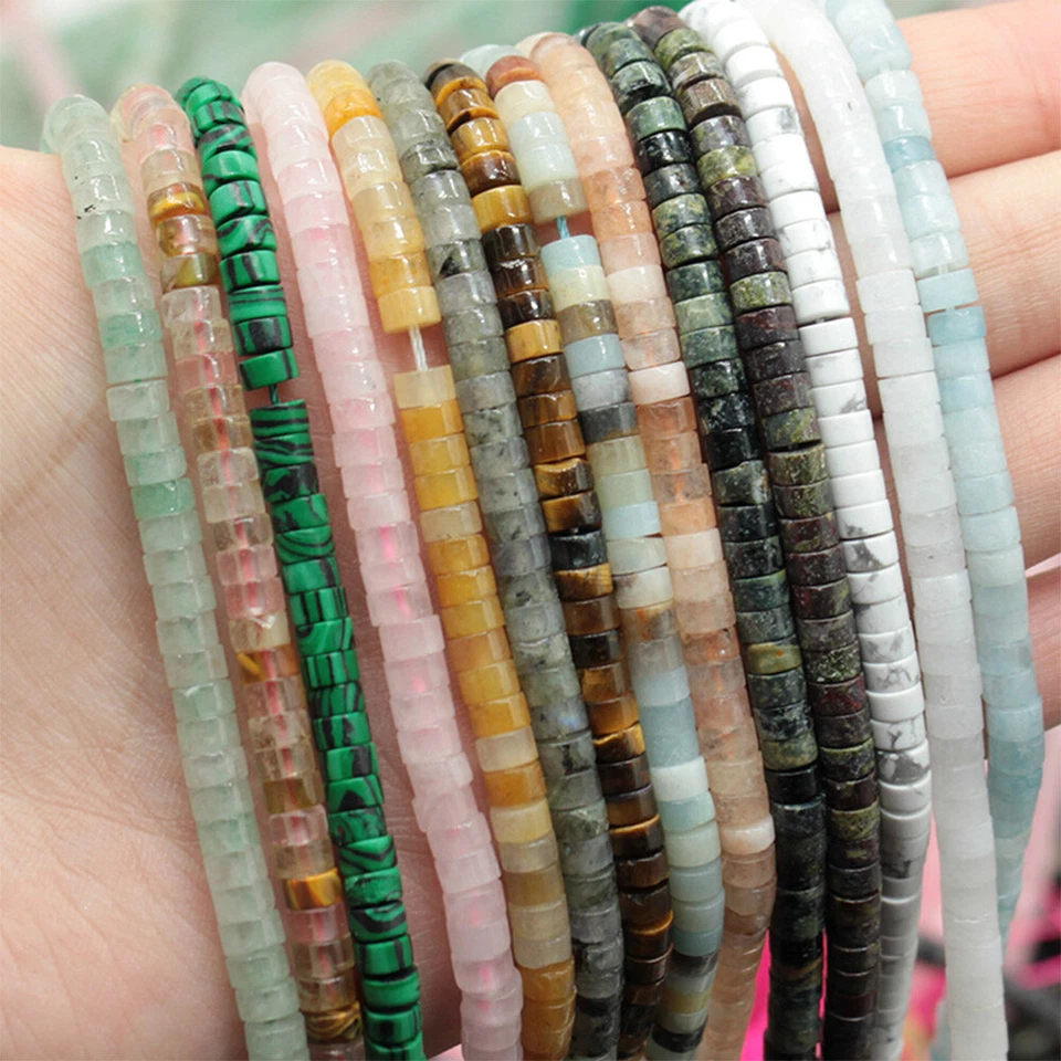 150 Edelstein Heishi-Reifenform Schlauchstein 2x4mm Abstandshalter-lose Perlen - Bild 2 von 4