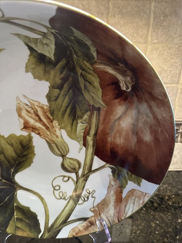 WILLIAMS SONOMA "BOTANICAL PUMPKIN" LARGE 14" SERVING BOWL ~ DISCONTINUED - Picture 3 of 7