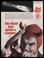 1966 Red Devil P1 Putty Knife "The Devil Has Quite A Temper!" Man Horns Print Ad