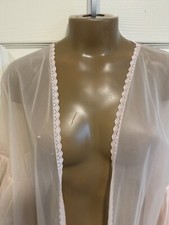 Frederick  s Of Hollywood Flowing Sheer Lace Trimmed Robe Lingerie - Large