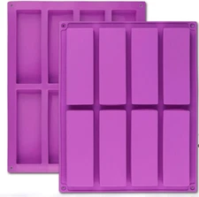 Large Rectangle Silicone Mold 2 PCS 8-Cavity Granola Bar Nutrition Cereal Bar Mo