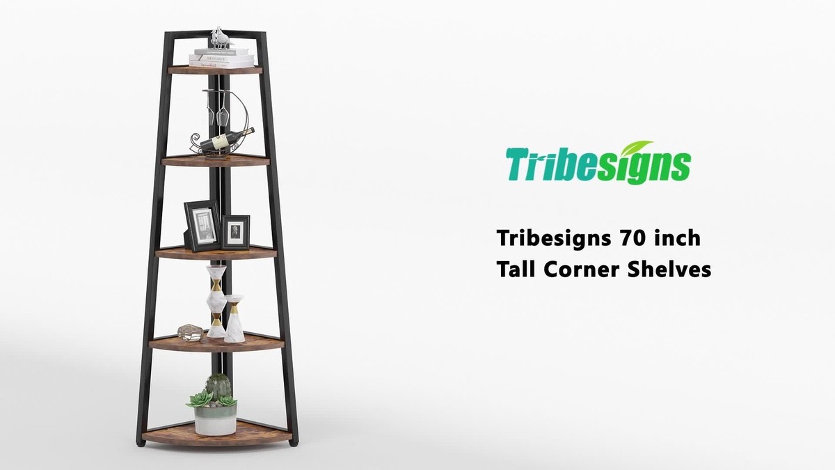 70'' Tall Corner Shelf,5-Tier Ladder Shelf Plant Stand Bookshelf