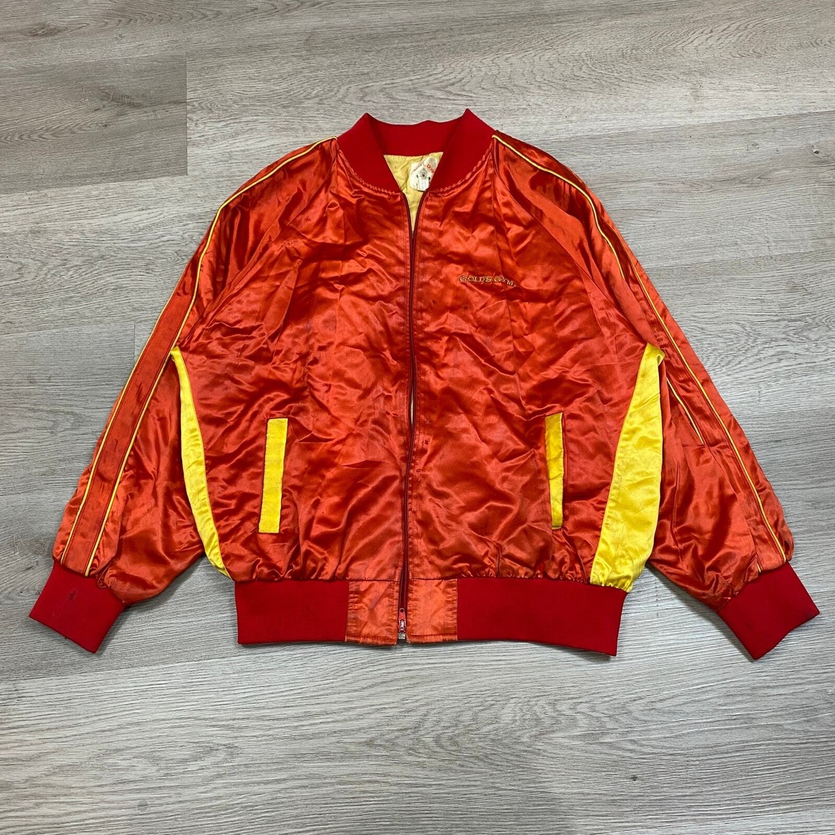 Rare Vintage 70s 80s Golds Gym Satin Bomber Jacket Men's 3XL