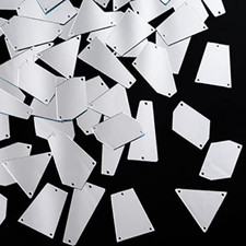 PAGOW 100Pcs Mirror Sew on Beads, Mix Acrylic Irregular Small, Clear,Silver