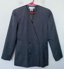 Christian Dior Women s Grey Double Breasted 100 Wool Blazer Jacket Size 6 EUC