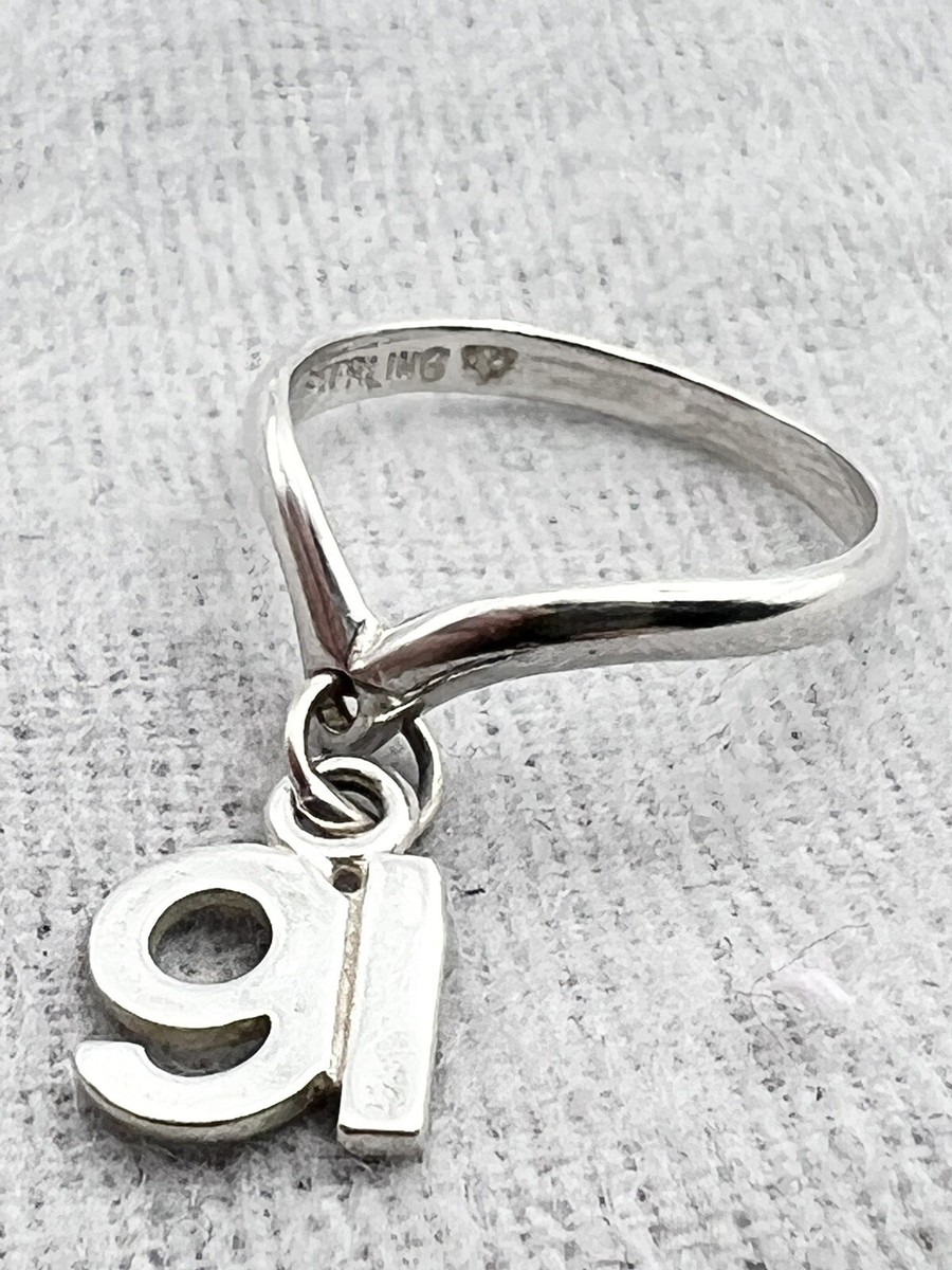 Sterling 925 Silver Vintage Sweet 16 Charm Ring Size Weighs Grams  2mm