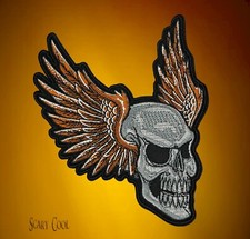 New Skull Wings Halloween Embroidered Biker Iron On Patch