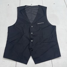 Black Button Up Tuxedo Suit Vest Mens Size Small