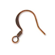 12 Antiqued Copper Plate Brass 16mm Flattened FishHook Coil Earwires Earrings 