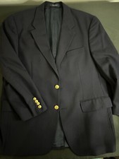 Chaps Ralph Lauren 31 Gold Button Navy 100 Wool Hopsack 2Btn VTG Blazer Jacket