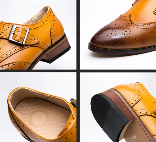 Hombre Zapatos Brogue Casuales Zapatos Oxford Negocios Punta de Ala Zapatos DE - Imagen 8 de 15