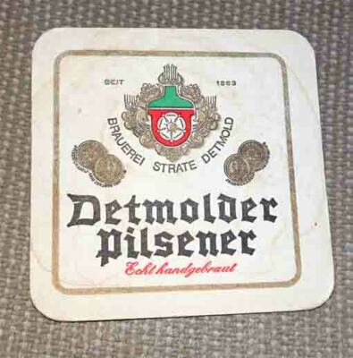 Bierdeckel, Detmolder Pilsener, Detmold, weiß, quadratisch