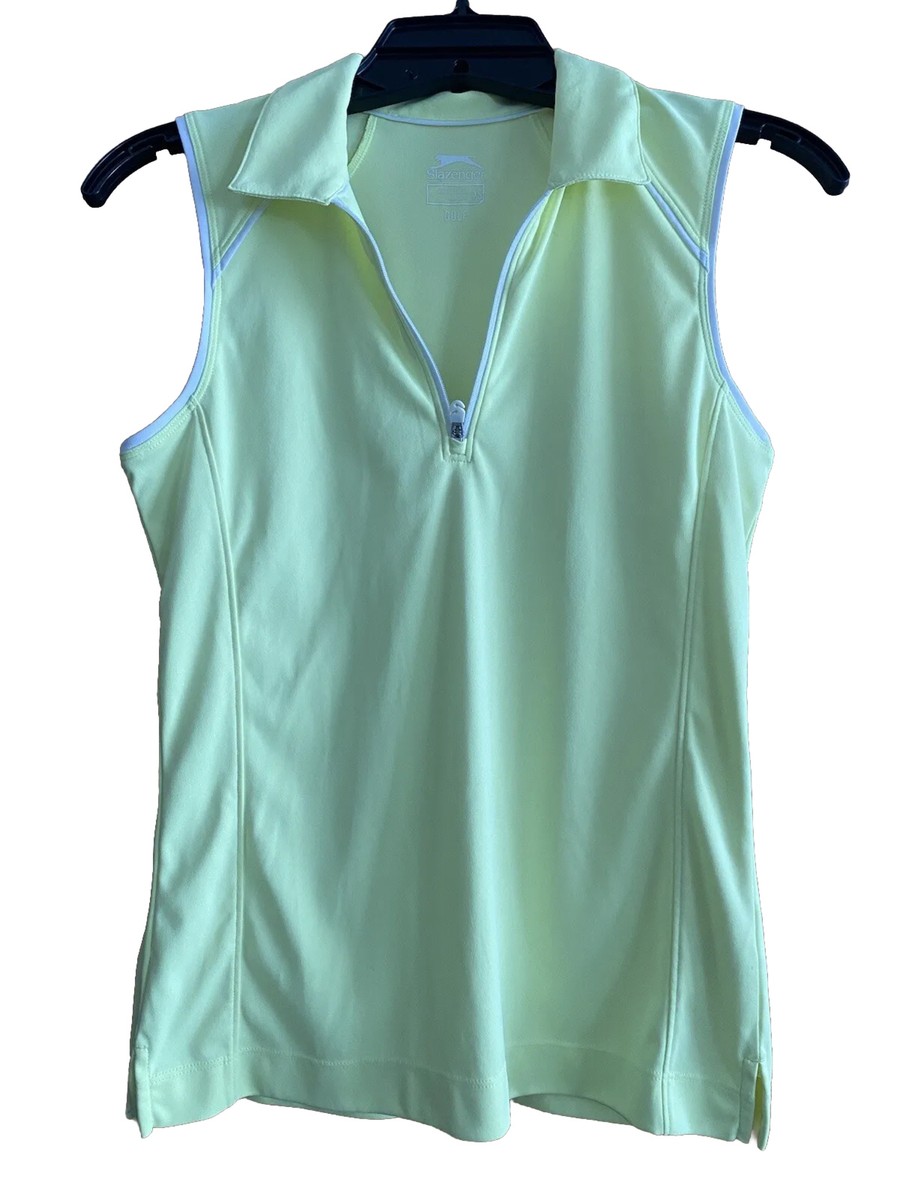 Slazenger Golf Shirt Yellow Sz XS Fit Like S/M Sleeveless 1/4 zip