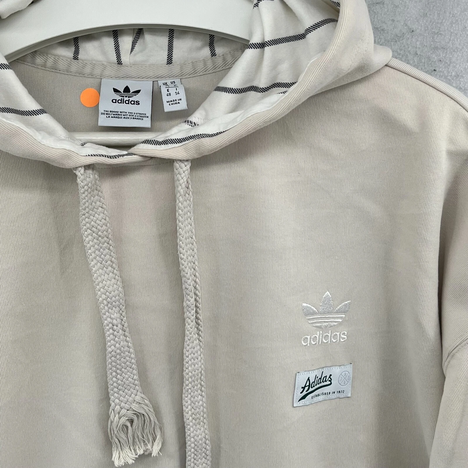 OFF WHITE Felpa con cappuccio Adidas pullover tagliata donna extra large stile retrò logo ortografico