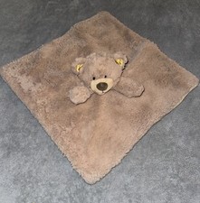 Teddy Bear Security Lovey Blanket KellyToy Baby Rattle Toy 14"x14 Brown plush