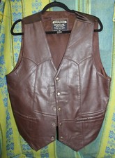 Men's Vintage 1970s Leather Vest By Modal Made in India Size Medium