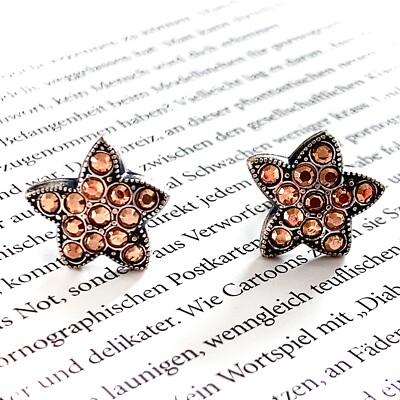 KRIKOR Ohrstecker Sterne mit Kristallen 'rose gold' altsilber