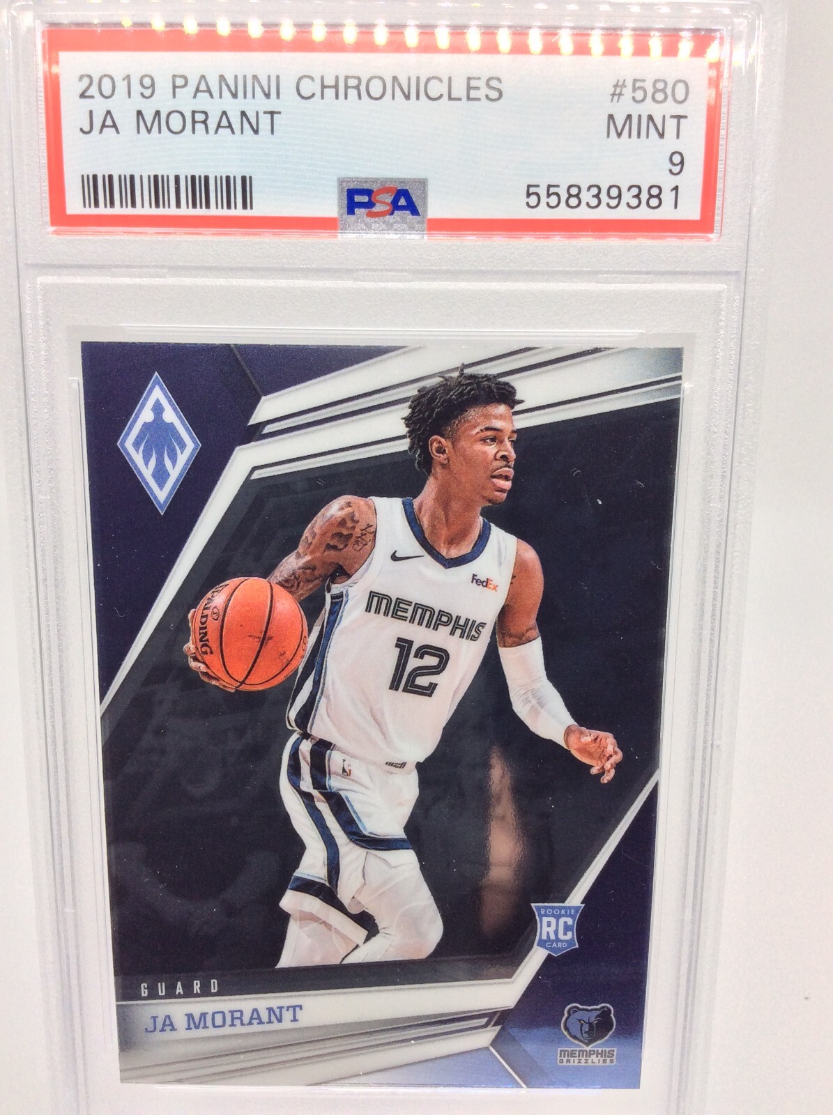 2019 PANINI CHRONICLES PHOENIX JA MORANT #580 RC PSA 9 MINT ROOKIE