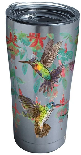 Tervis Tumbler Hummingbirds 20Oz Stainless Steel w Lid NEW Colorful Fuchsia Vine