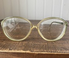 Vintage 70s Oversized Butterfly Eyeglasses Frames Yellow Green