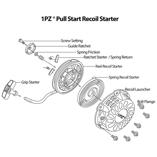 Recoil Pull Starter Start Assy Honda GX120 GX140 GX160 GX200 Generator 5.5 6.5HP - Picture 4 of 7