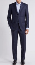 CANALI New Label Solid Blue Two Button Suit Size 46 R RETAIL 2,150 341