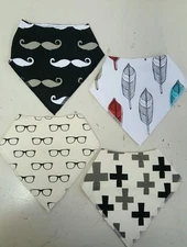 Baby Bandana Drool Bibs with Snaps for Boys | 4-Pack Bibs NEW NWOB