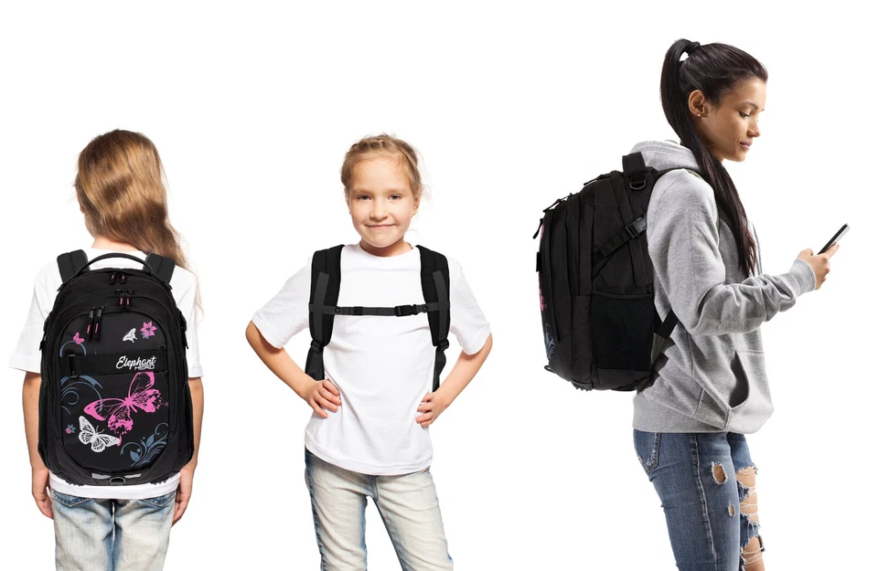 Schulrucksack Mädchen 4T Set Rucksack Elephant Signature Butterfly Pink +rsmbr - Bild 2 von 4