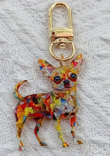 Chihuahua Dog Keychain Backpack Bag Fob Charm Pendant SALE HELPS DOGS  CATS 