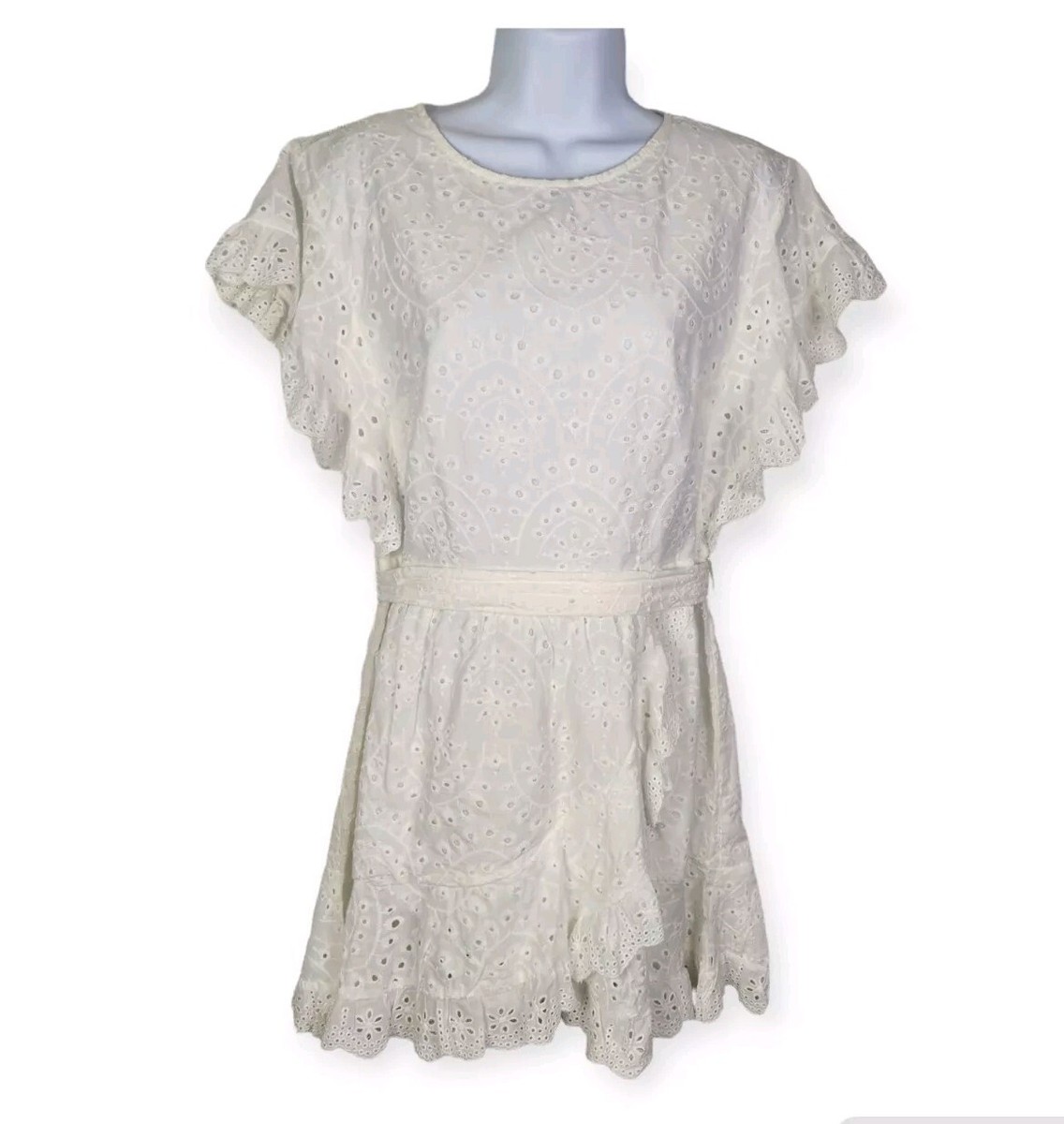 Princess Polly Size 10 Mini A-Line Dress White Eyelet Lace Ruffles Lined  Summer | eBay