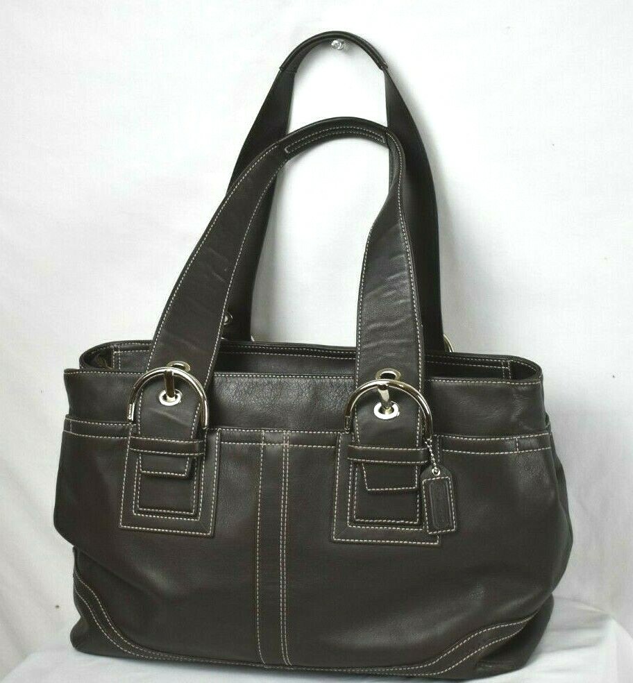 Coach large brown leather satchel shoulder bag F10912 | eBay