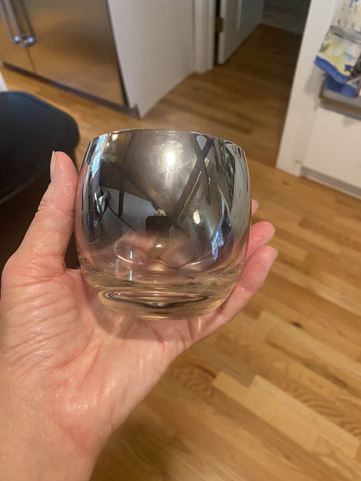 Vtg set of 5 Silver Ombre Fade Roly Poly Rocks Tumbler Glasses MCM Barware