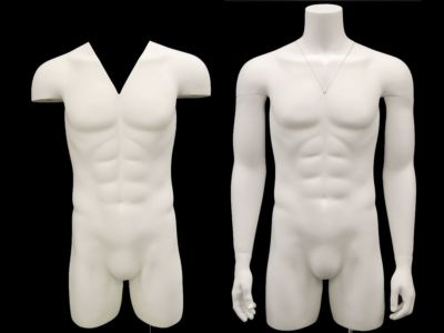 Adult Male Matte White Invisible Ghost Mannequin Body Torso with Base