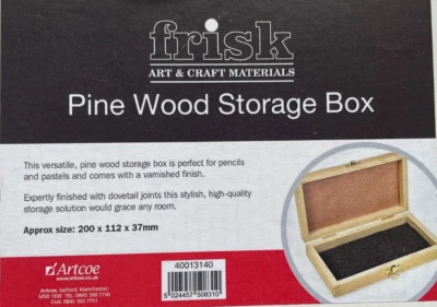 Frisk Pine Wood Storage Box for Pencils and Pastels Size 200 x 112 x 37mm