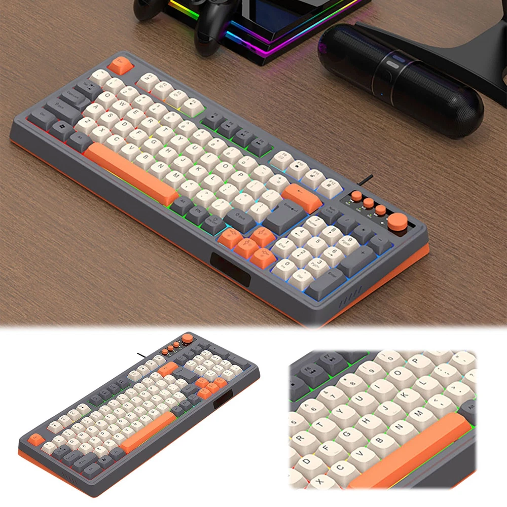 Compact Illuminated Mechanical Keyboard for Gaming Laptop and Business Use