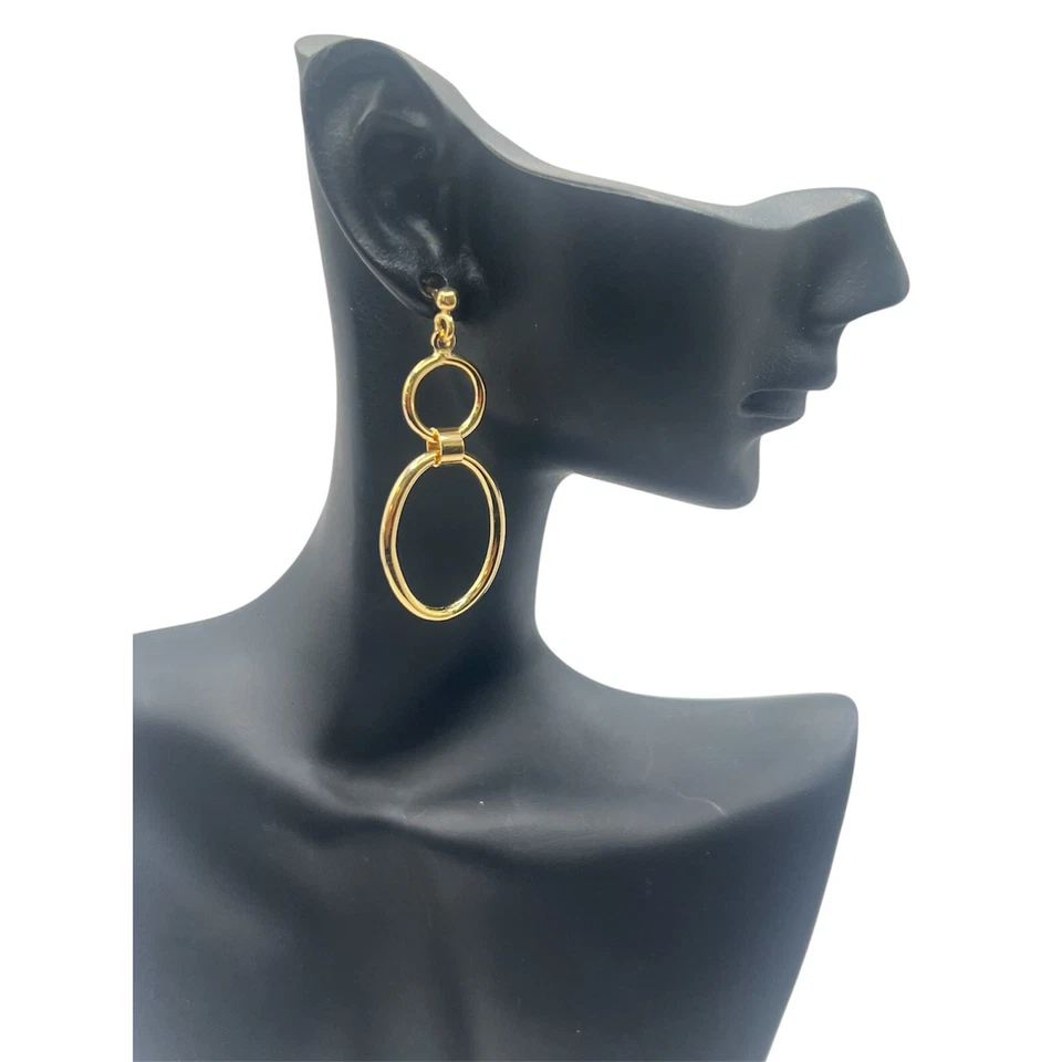 orecchini pendente donna argento 925 anallergico dorato giallo regalo gioiello - Immagine 3 di 4