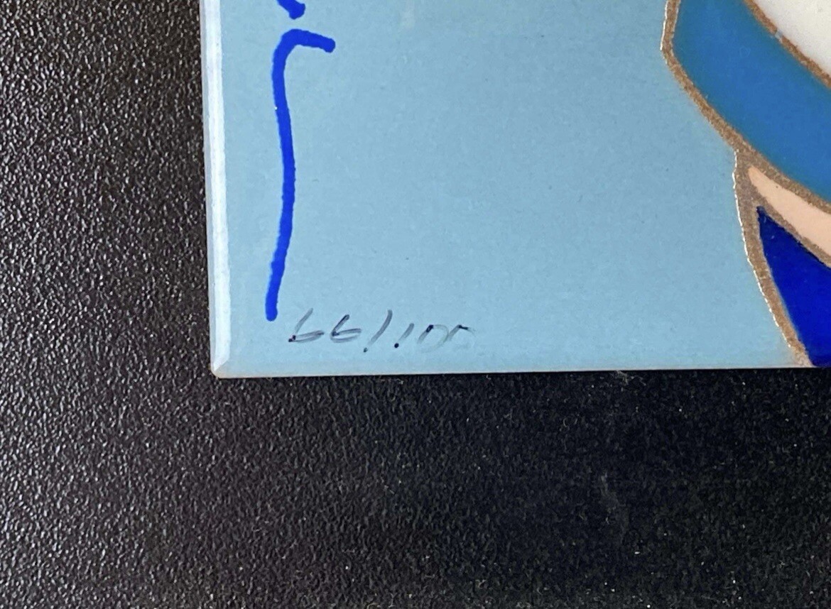 RARE HAND SIGNED CAPTAIN HOOK AND MR SMEE TILE ART FRANK THOMAS