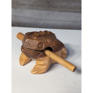 Sml Handmade Wooden Croaking Frog Rasp Guiro Tone Block Animal Music Instrument