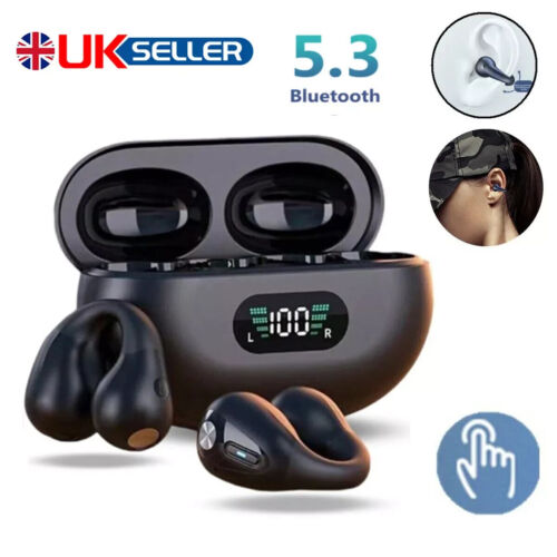 Bone Conduction Clip On Bluetooth Headset Open Ear Earbuds For iPhone & Android - Picture 7 of 20