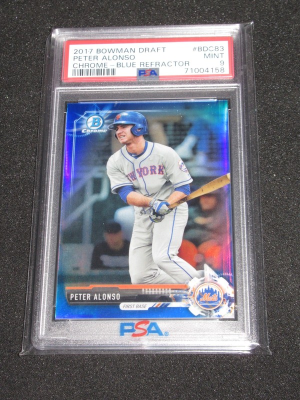 Peter Alonso 2017 Bowman Draft Chrome Blue Refractor Mets #109/150 PSA 9