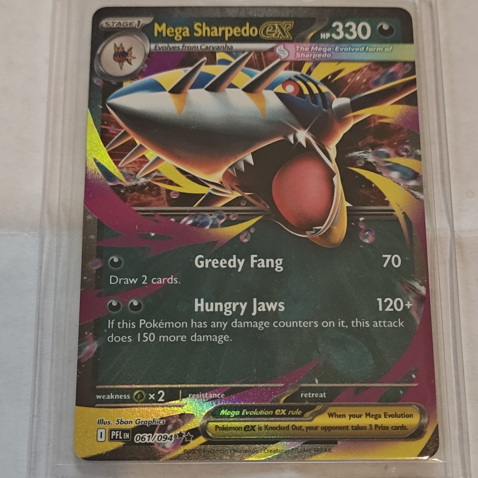 Mega Sharpedo ex 061/094 Pokemon TCG Phantasmal Flames Double Rare Holo