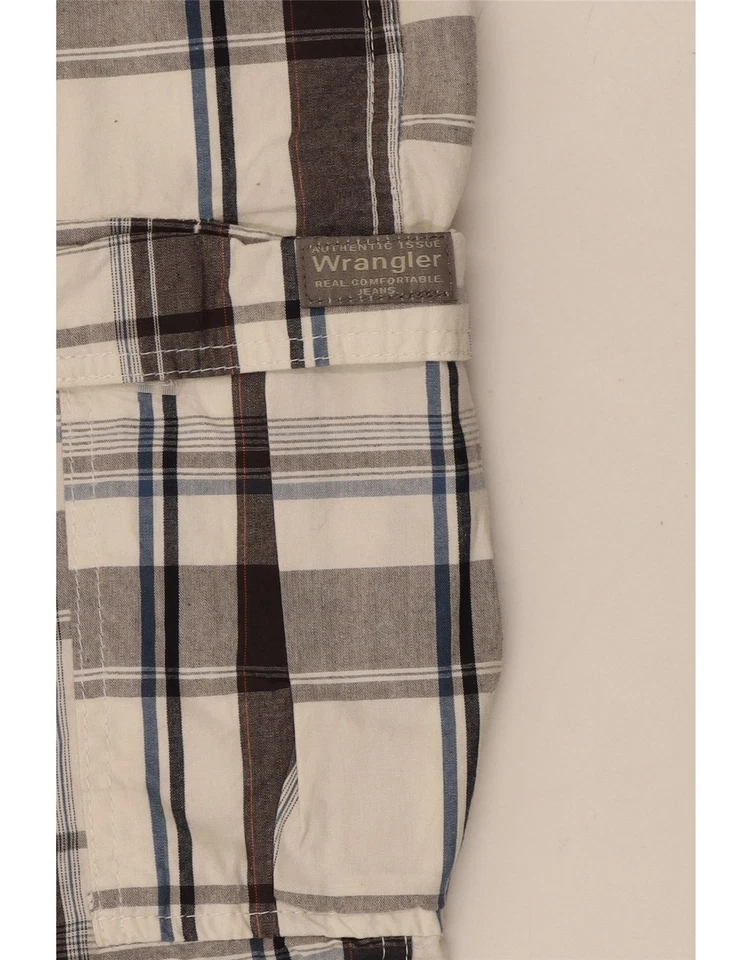 WRANGLER Mens Cargo Shorts W40 XL Off White Check Cotton DM47 - Imagem 4 de 4