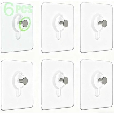 Up-Grade Wall Hangers Without Nails 6 PCS Transparent Waterproof Adhesive