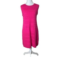Eliza J Pink Knit Crochet Lined Shift Dress Medium Office Date Night Barbiecore