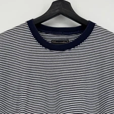 Vintage Abercrombie Fitch Mens Striped T Shirt Navy White Cotton XL MADE IN USA