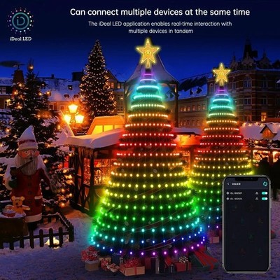 Smart Christmas Tree Toppers Lights App DIY Picture LED RGB String Light Bluetoo