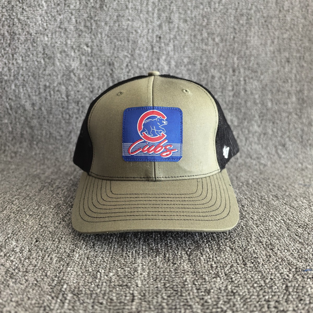 47 Brand Chicago Cubs Trucker Hat Olive Black Snapback Cap E494