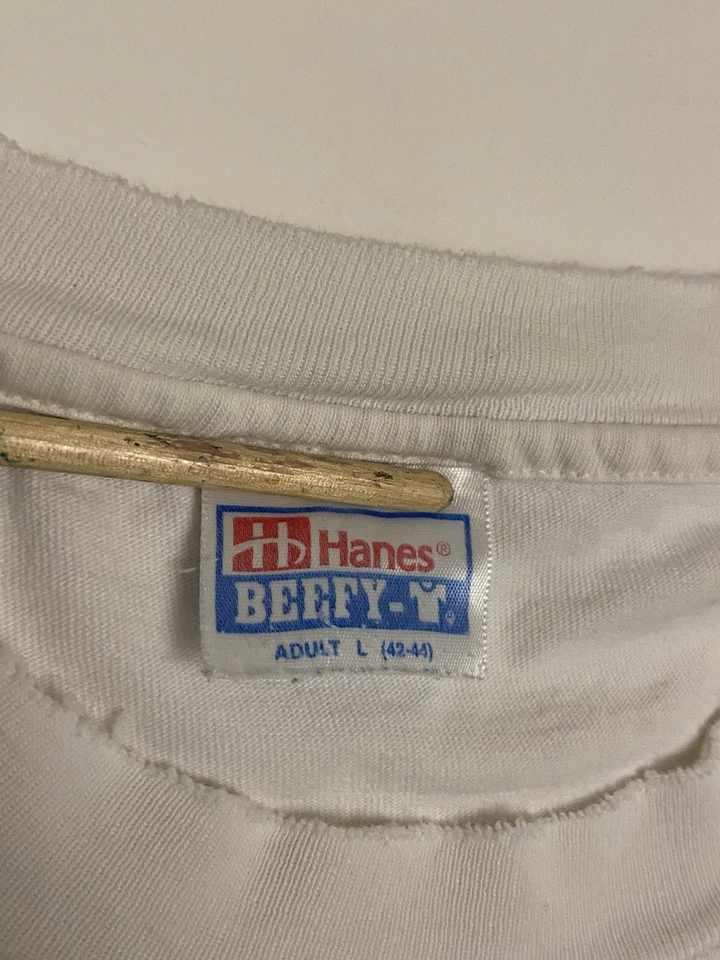 Винтажная белая футболка 90-х Sperry из органического хлопка с центральным логотипом двусторонняя большого размера - Изображение 4 из 4