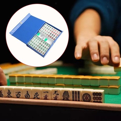 Tragbares Mini Mahjong Set mit Tragetasche traditionelle Unterhaltung Aktivität