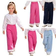 Kids Girls Casual Sports Cute Jogging Summer Trousers Bottoms Lace Hem Pants